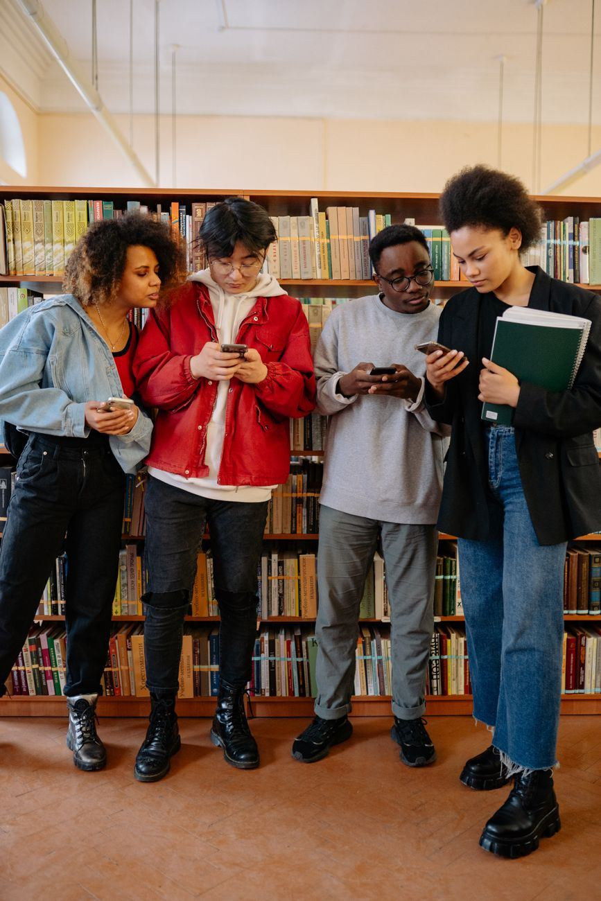 Students using the EduConnect app on their phones